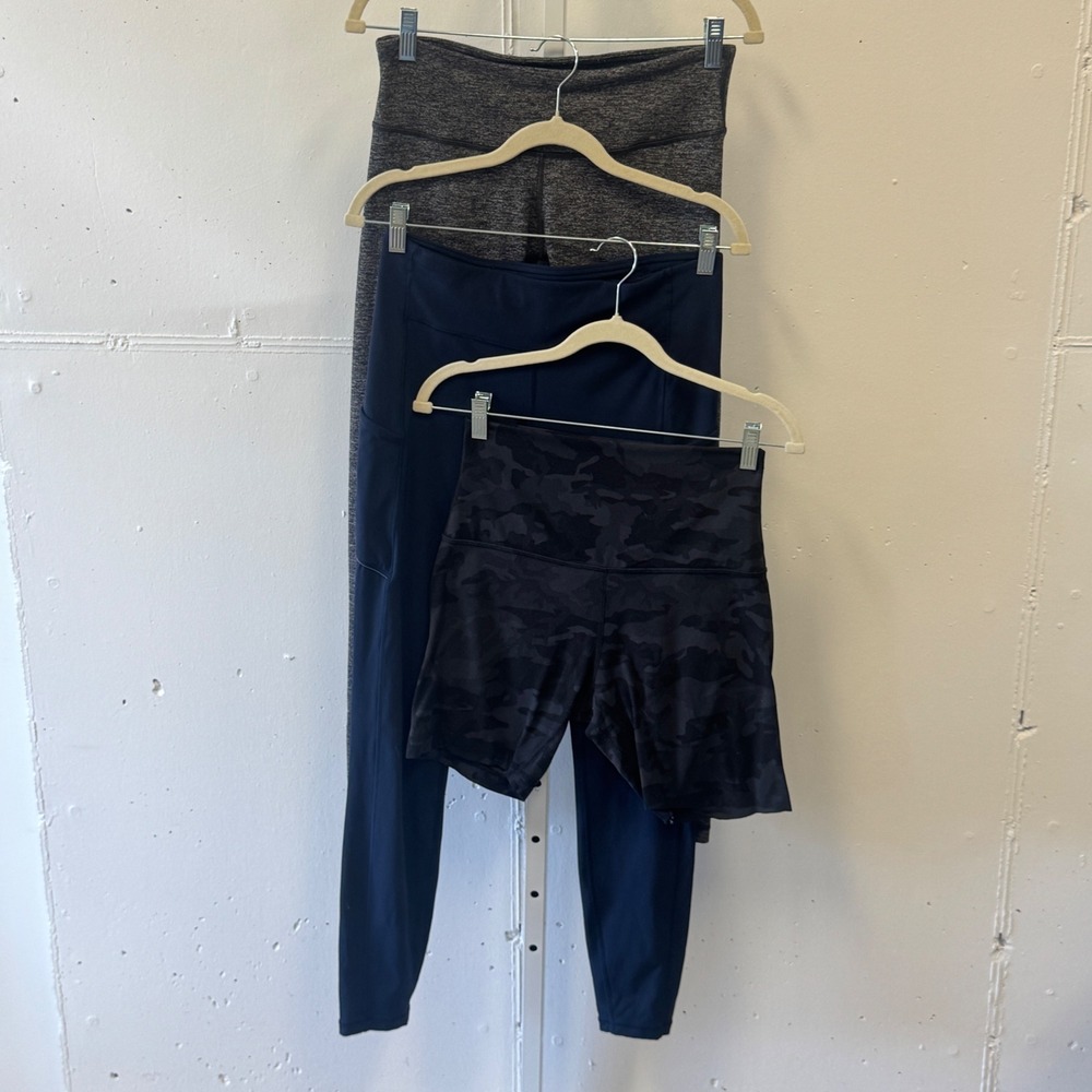 Lululemon Leggings & Shorts Bundle Navy Grey Camo Size 8 Speed Up Align Set 3pc